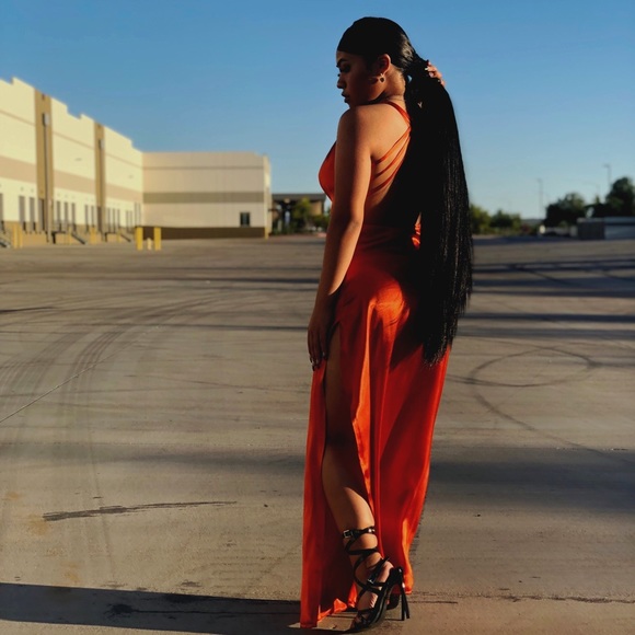 Metallic orange prom dress - Picture 2 of 3